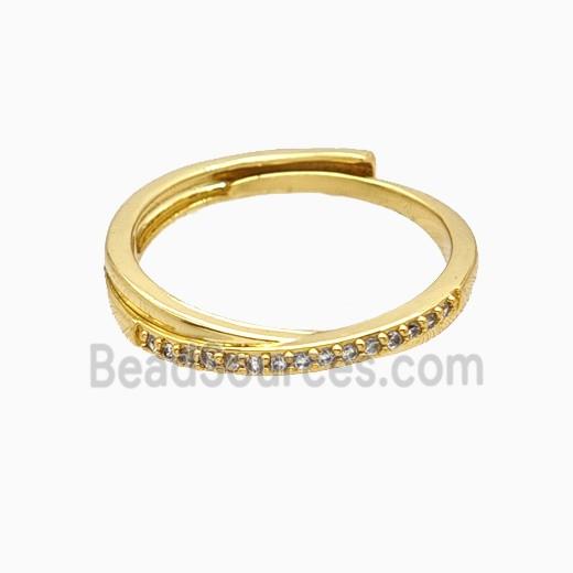 Copper Rings Pave Zirconia Adjustable 18K Gold Plated