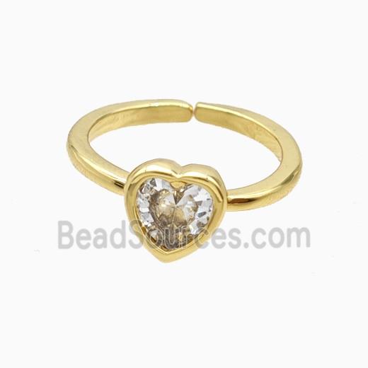 Copper Heart Rings Pave Zirconia 18K Gold Plated
