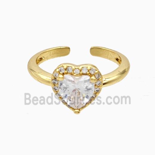 Copper Heart Rings Pave Zirconia 18K Gold Plated