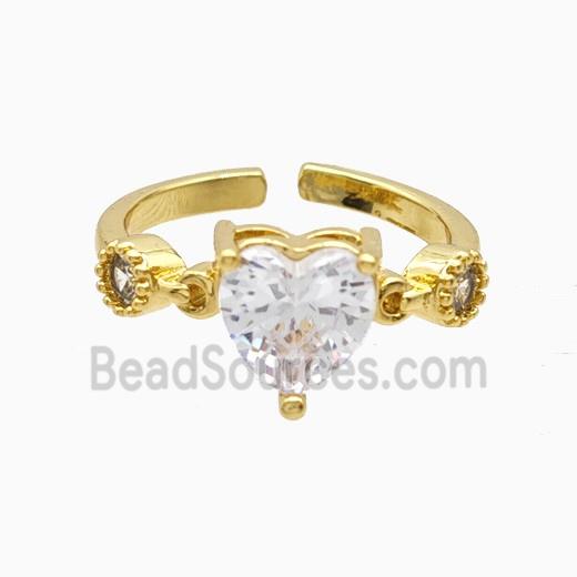 Copper Heart Rings Pave Zirconia 18K Gold Plated