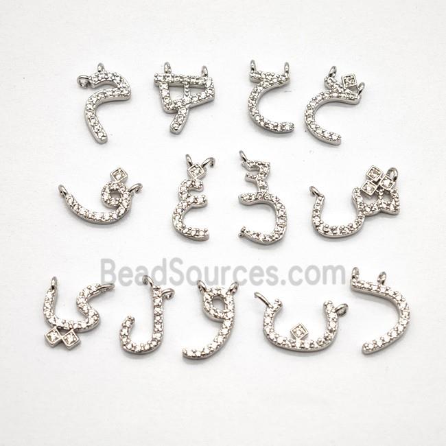 Copper Symbols Pendant Pave Zirconia Platinum Plated Mixed