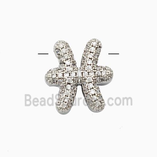 Copper Symbols Pendant Pave Zirconia Zodiac Pisces Platinum Plated