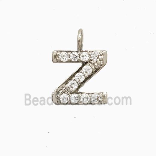Copper Letter-Z Pendant Pave Zirconia Platinum Plated