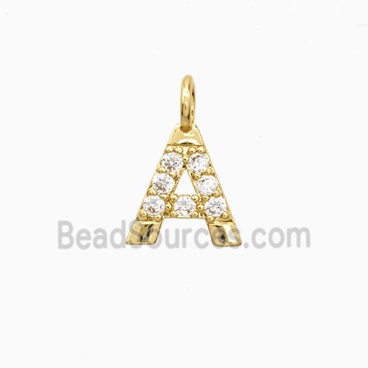 Copper Letter-A Pendant Pave Zirconia Gold Plated
