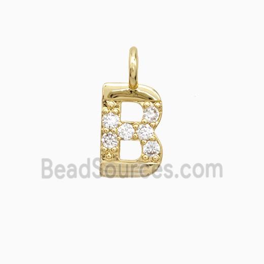 Copper Letter-B Pendant Pave Zirconia Gold Plated