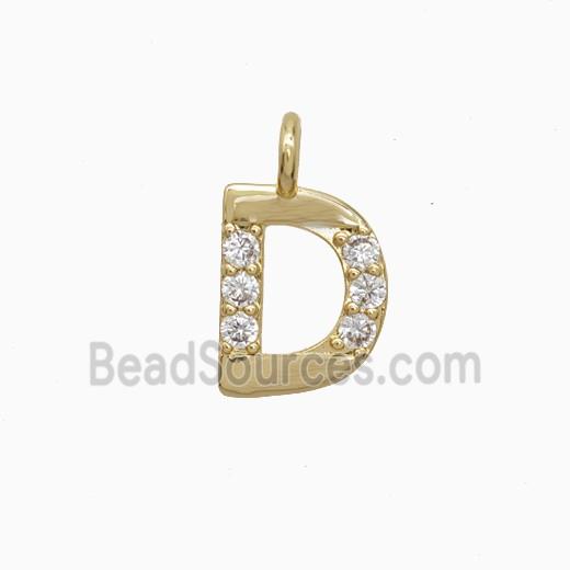 Copper Letter-D Pendant Pave Zirconia Gold Plated