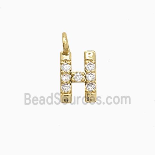 Copper Letter-H Pendant Pave Zirconia Gold Plated