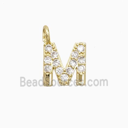 Copper Letter-M Pendant Pave Zirconia Gold Plated