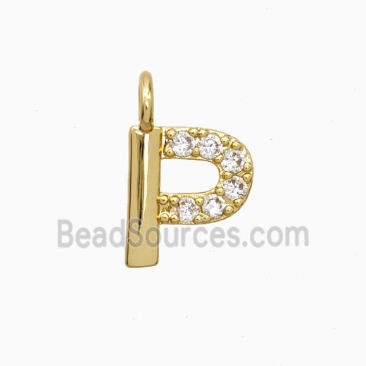 Copper Letter-P Pendant Pave Zirconia Gold Plated