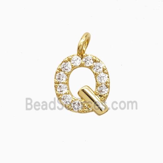 Copper Letter-Q Pendant Pave Zirconia Gold Plated