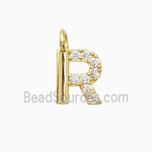 Copper Letter-R Pendant Pave Zirconia Gold Plated