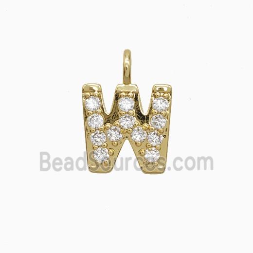 Copper Letter-W Pendant Pave Zirconia Gold Plated