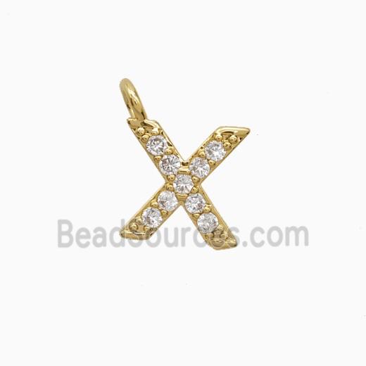 Copper Letter-X Pendant Pave Zirconia Gold Plated
