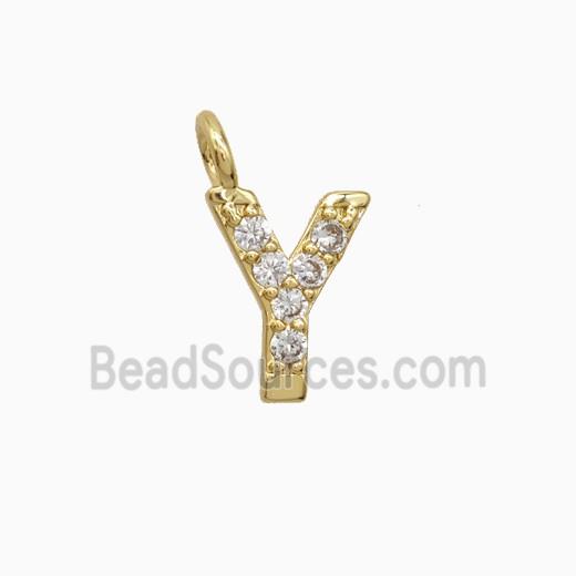 Copper Letter-Y Pendant Pave Zirconia Gold Plated