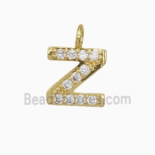 Copper Letter-Z Pendant Pave Zirconia Gold Plated