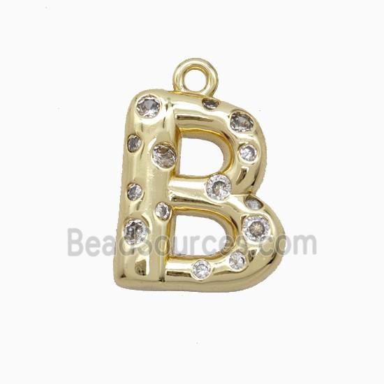 Copper Letter-B Pendant Pave Zirconia Gold Plated