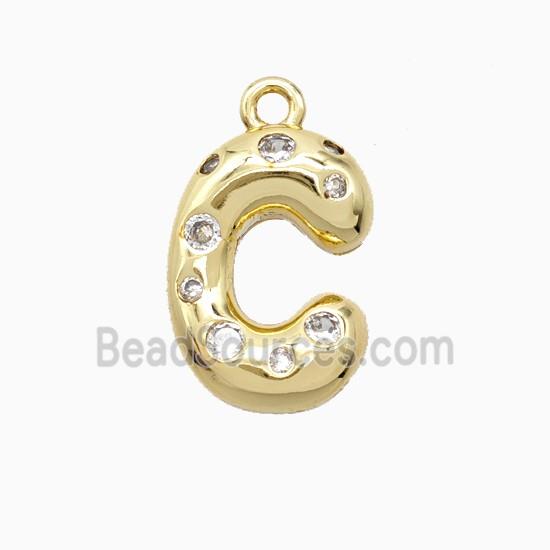 Copper Letter-C Pendant Pave Zirconia Gold Plated