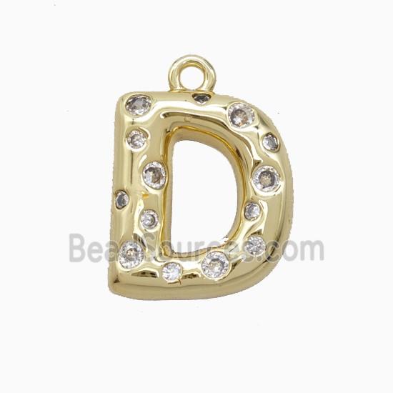 Copper Letter-D Pendant Pave Zirconia Gold Plated