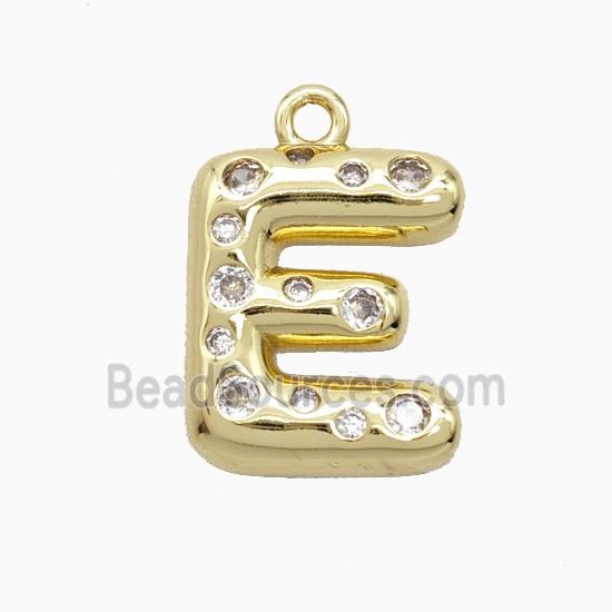Copper Letter-E Pendant Pave Zirconia Gold Plated