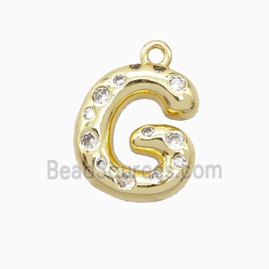 Copper Letter-G Pendant Pave Zirconia Gold Plated