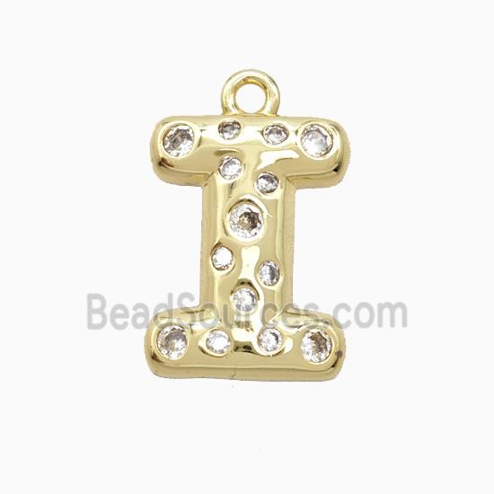 Copper Letter-I Pendant Pave Zirconia Gold Plated