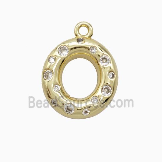 Copper Letter-O Pendant Pave Zirconia Gold Plated