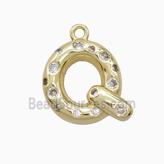 Copper Letter-Q Pendant Pave Zirconia Gold Plated
