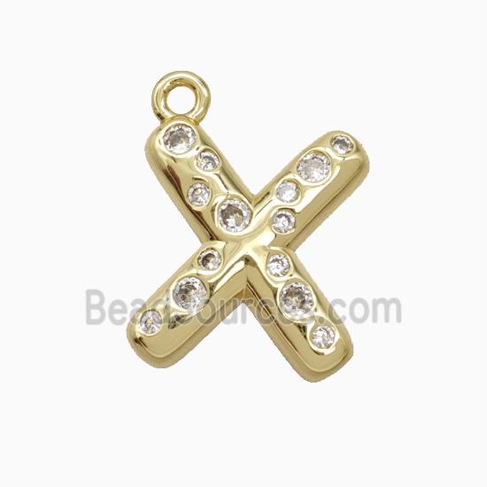 Copper Letter-X Pendant Pave Zirconia Gold Plated