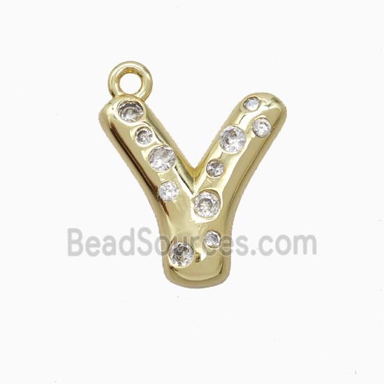 Copper Letter-Y Pendant Pave Zirconia Gold Plated