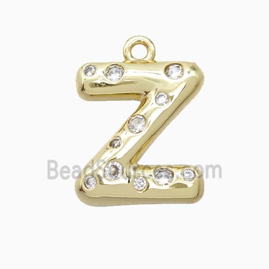 Copper Letter-Z Pendant Pave Zirconia Gold Plated