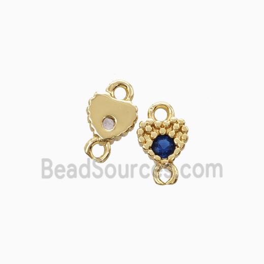 Copper Heart Connector Pave Zirocnia Gold Plated