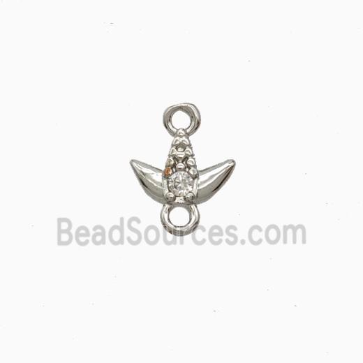 Copper Tulip Connector Pave Zirconia Platinum Plated