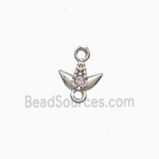 Copper Tulip Connector Pave Zirconia Platinum Plated