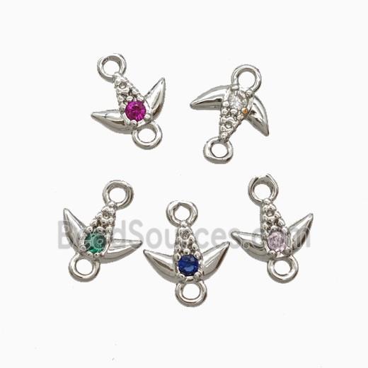 Copper Tulip Connector Pave Zirconia Platinum Plated Mixed