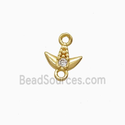 Copper Tulip Connector Pave Zirconia Gold Plated