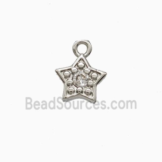 Copper Star Pendant Pave Zirconia Platinum Plated