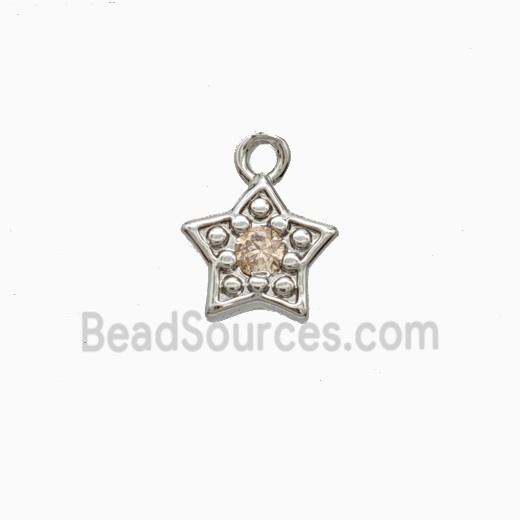 Copper Star Pendant Pave Zirconia Platinum Plated