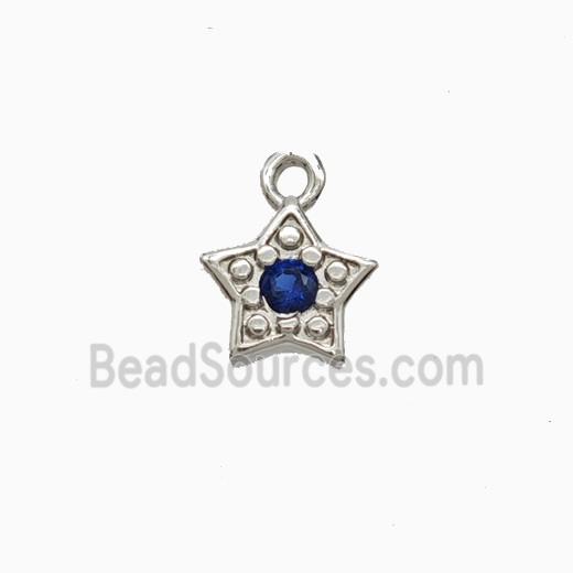 Copper Star Pendant Pave Zirconia Platinum Plated