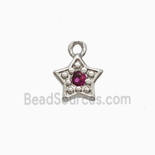 Copper Star Pendant Pave Zirconia Platinum Plated