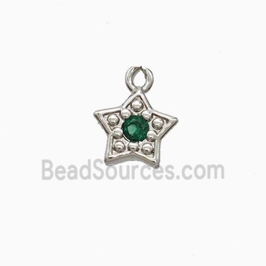 Copper Star Pendant Pave Zirconia Platinum Plated