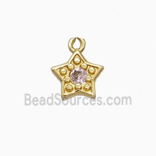 Copper Star Pendant Pave Zirconia Gold Plated