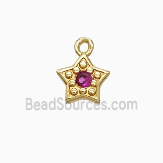 Copper Star Pendant Pave Zirconia Gold Plated