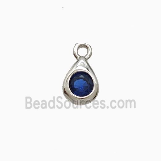 Copper Teardrop Pendant Pave Zirconia Platinum Plated