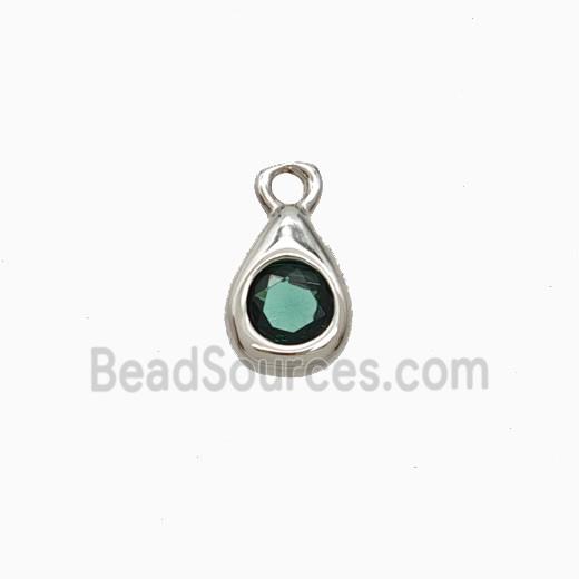 Copper Teardrop Pendant Pave Zirconia Platinum Plated