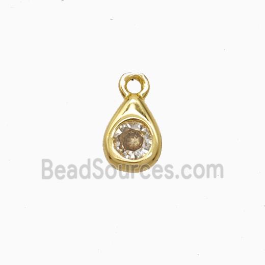 Copper Teardrop Pendant Pave Zirconia Gold Plated