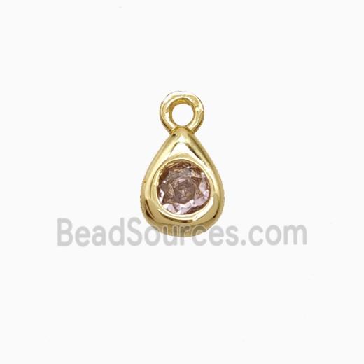 Copper Teardrop Pendant Pave Zirconia Gold Plated