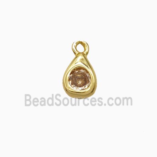 Copper Teardrop Pendant Pave Zirconia Gold Plated