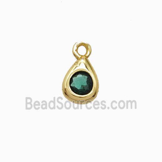 Copper Teardrop Pendant Pave Zirconia Gold Plated