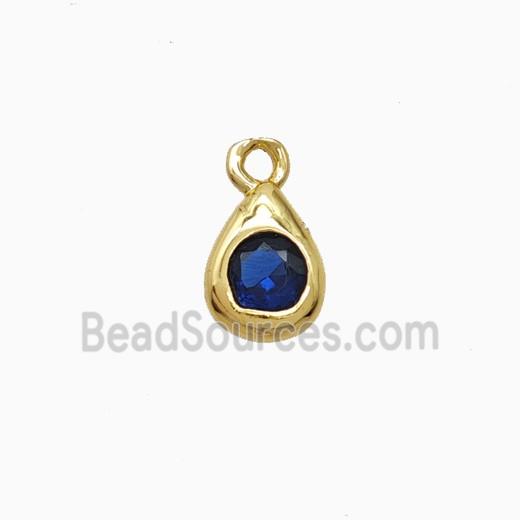 Copper Teardrop Pendant Pave Zirconia Gold Plated