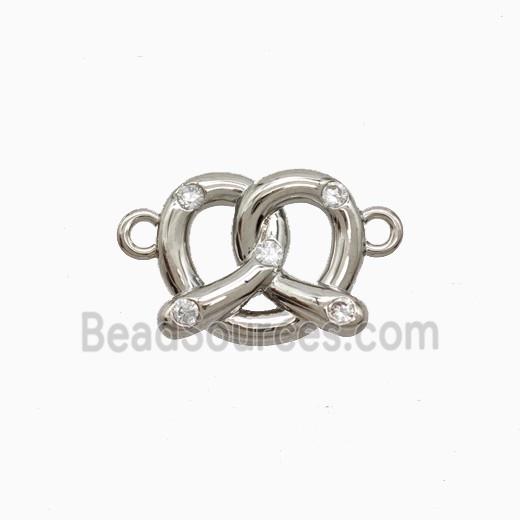 Copper Heart Pendant Pave Zirconia Platinum Plated